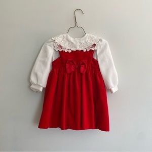 Ruby Red Velvet & Satin Bow Dress